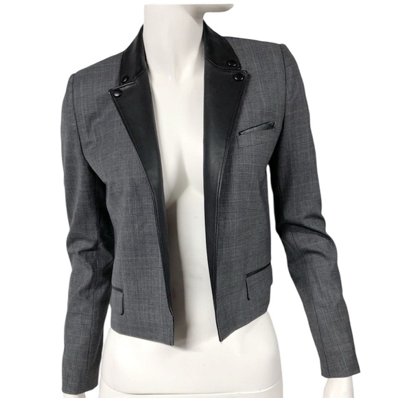 The Kooples Jackets & Blazers - The Kooples Grey Wool Prince of Wales Crop Blazer Jacket Houndstooth EU 38 US 8